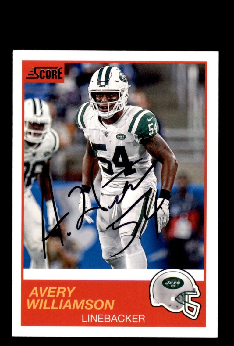 Signed Football Card Auto Avery Williamson 2019 Score #159 New York Jets