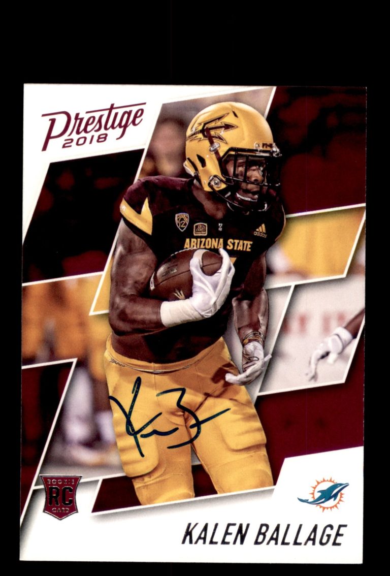 Signed Football Card Auto Kalen Ballage 2018 Panini Prestige #296 Miami Dolphins