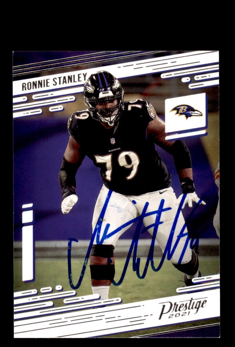 Signed Football Card Auto Ronnie Stanley 2021 Panini Prestige #21 Ravens