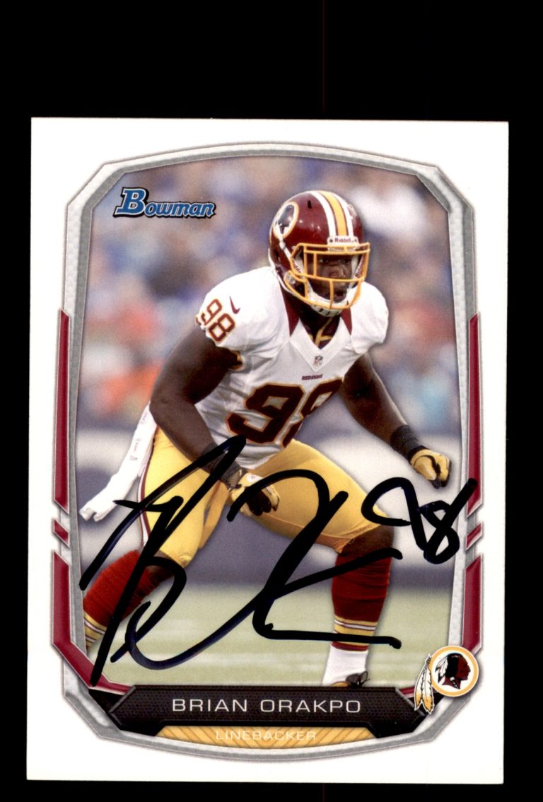 Signed Football Card Auto Brian Orakpo 2013 Bowman #107 Washington Redskins