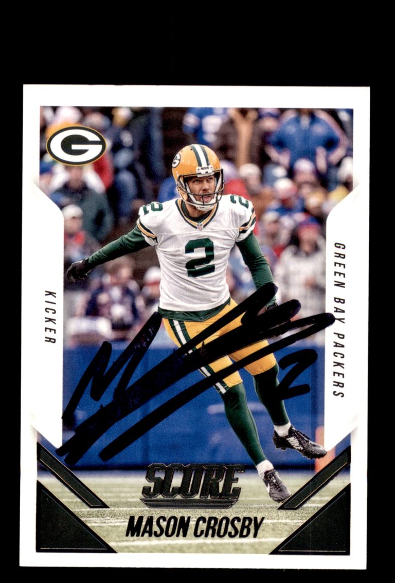 Signed Football Card Auto Mason Crosby 2015 Score #329 Green Bay Packers