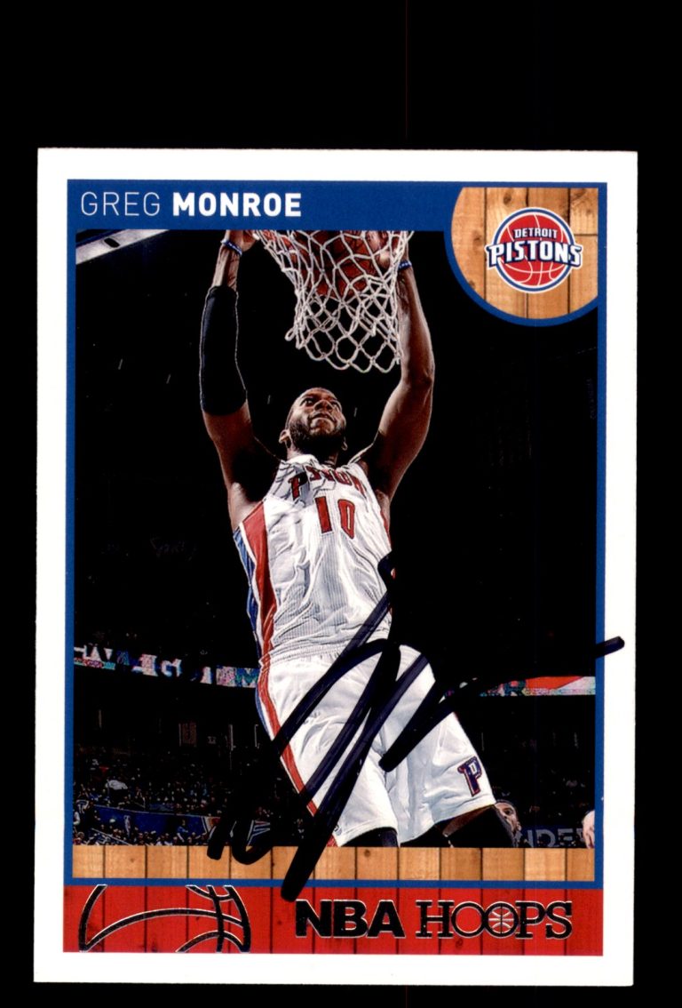 Signed Basketball Card Auto Greg Monroe 2013-14 Hoops #154 Detroit Pistons