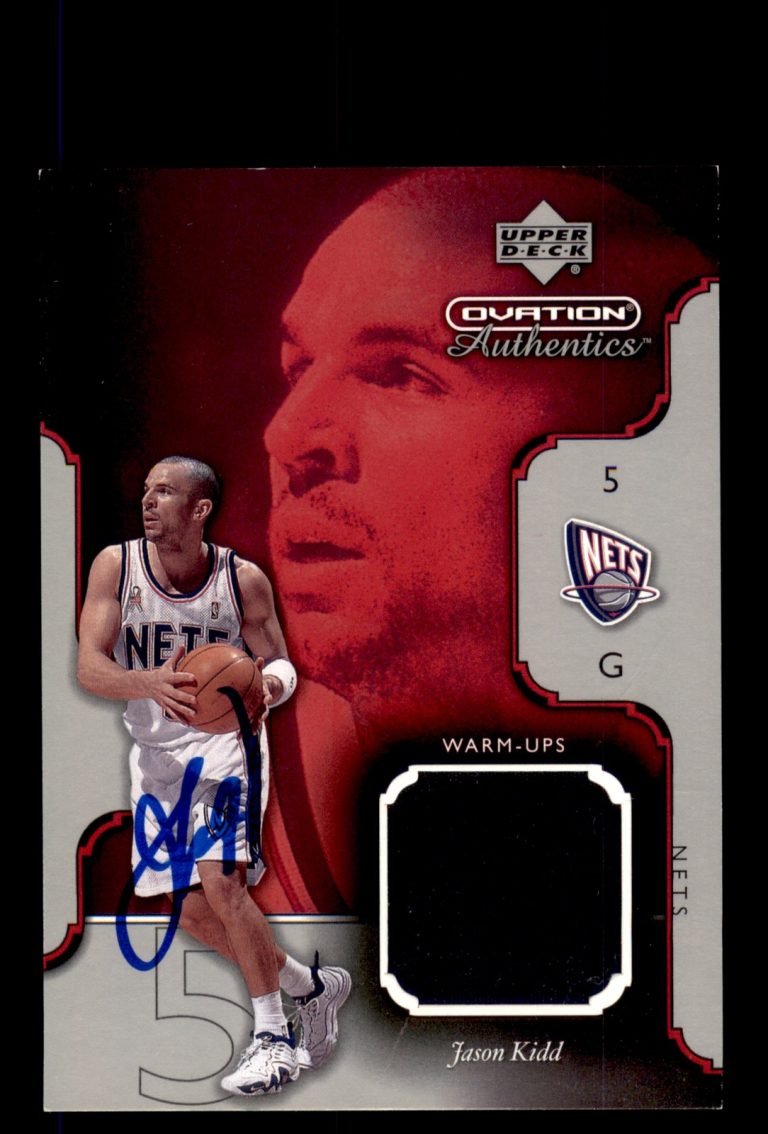 Signed Basketball Card Auto Jason Kidd 2002-03 Upper Deck Ovation #JK-W *Crease