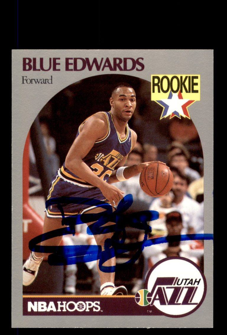 Signed Basketball Card Auto Blue Edwards 1990-91 Hoops #288 Utah Jazz