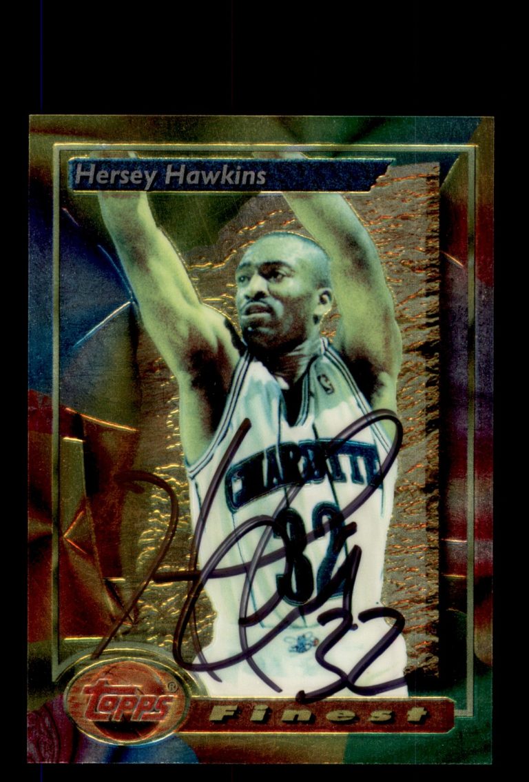 Signed Basketball Card Auto Hersey Hawkins 1993-94 Finest #149 Charlotte Hornets