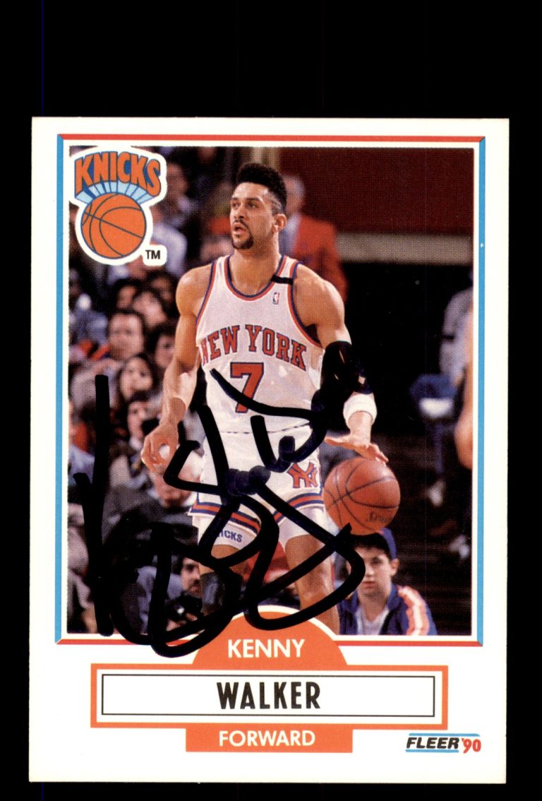 Signed Basketball Card Auto Kenny Walker 1990-91 Fleer #130 New York Knicks