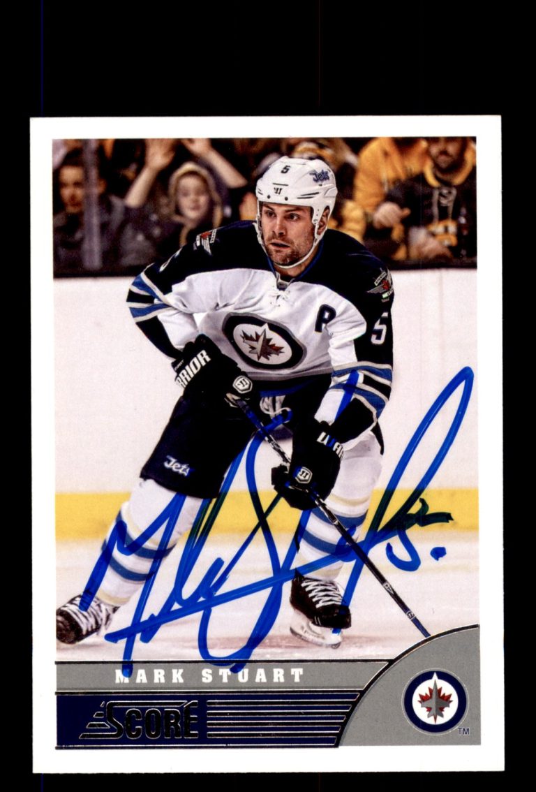 Signed Hockey Card Auto Mark Stuart 2013-14 Score #550 Winnipeg Jets