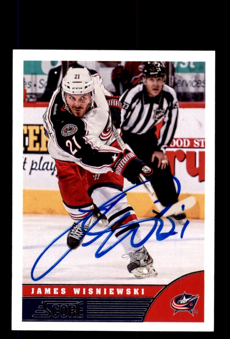 Signed Hockey Card Auto James Wisniewski 2013-14 Score #133 Blue Jackets