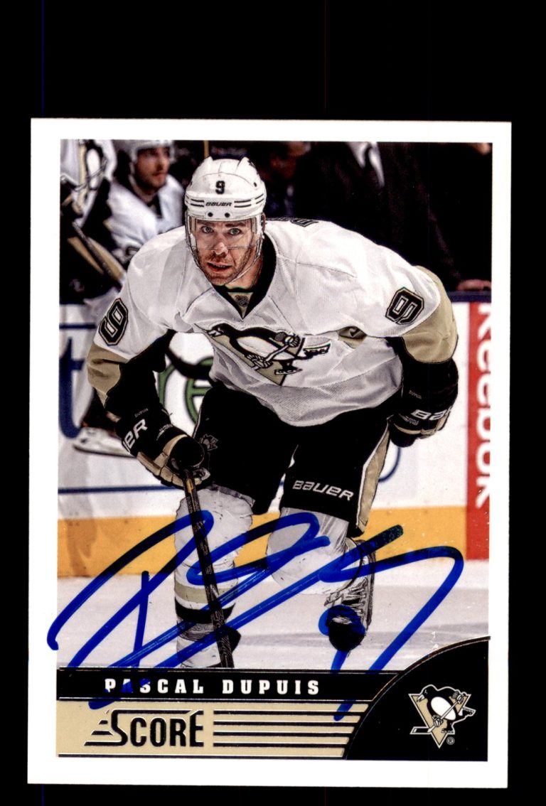 Signed Hockey Card Auto Pascal Dupuis 2013-14 Score #404 Pittsburgh Penguins