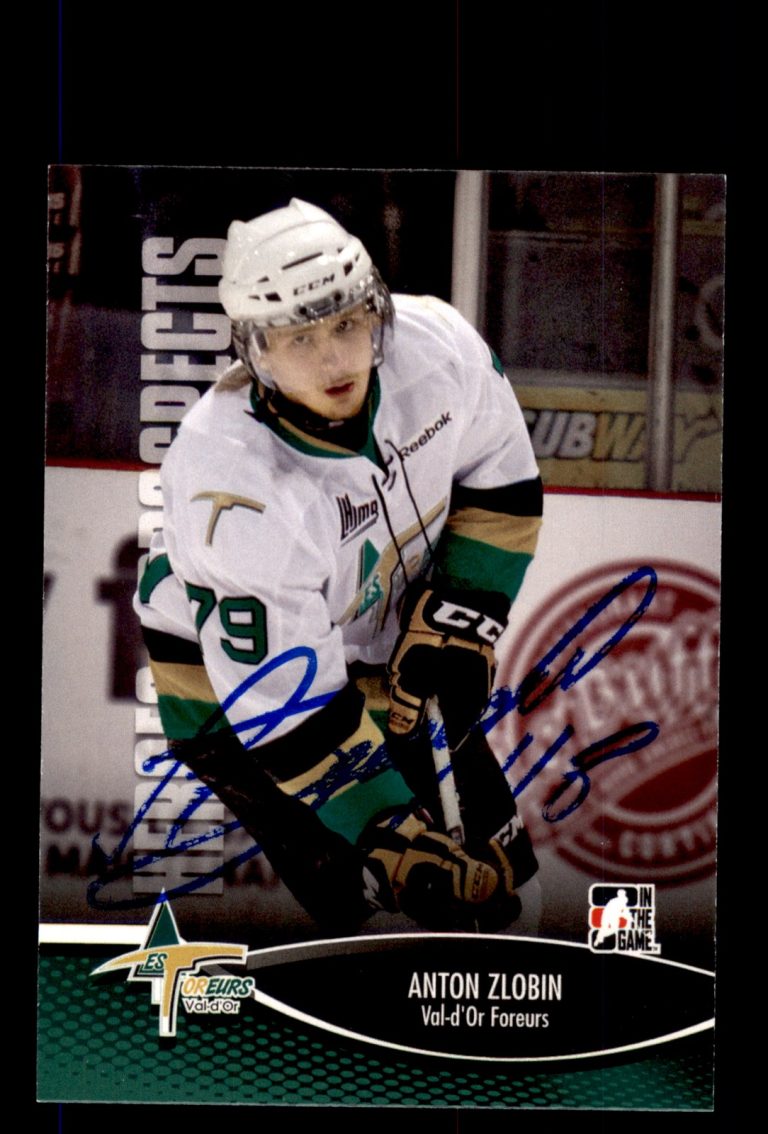Signed Hockey Card Auto Anton Zlobin 2012-13 In The Game H&P #111