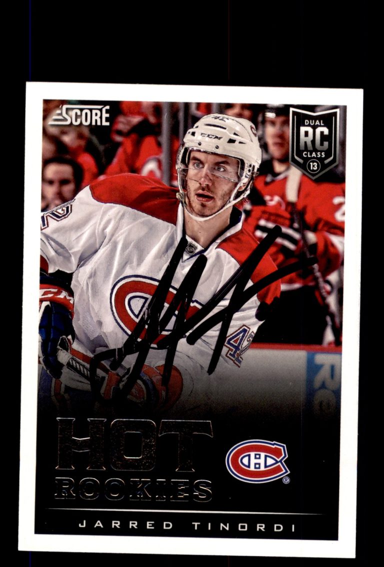 Signed Hockey Card Auto Jarred Tinordi 2013-14 Score #629 Montreal Canadiens