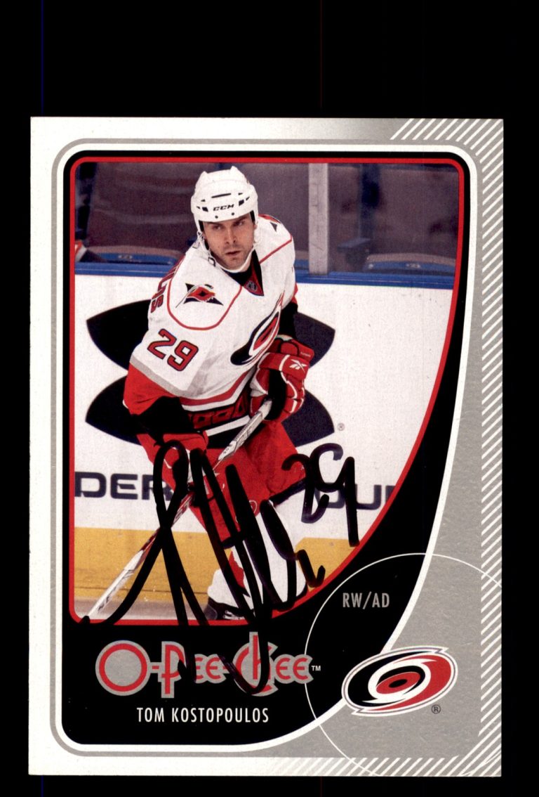 Signed Hockey Card Auto Tom Kostopoulos 2010-11 O-Pee-Chee #72 Hurricanes