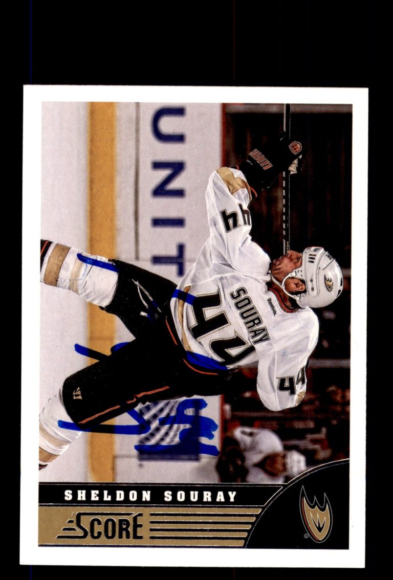 Signed Hockey Card Auto Sheldon Souray 2013-14 Score #8 Anaheim Ducks