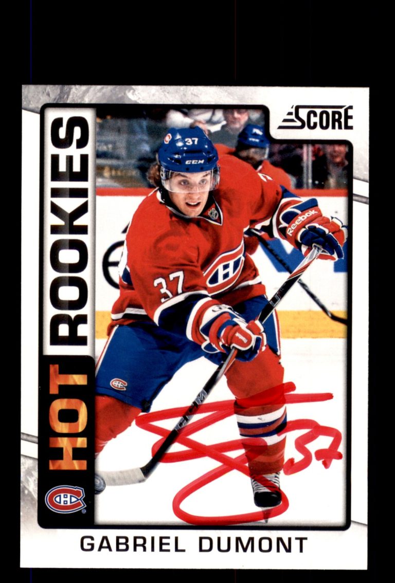 Signed Hockey Card Auto Gabriel Dumont 2012-13 Score #534 Montreal Canadiens