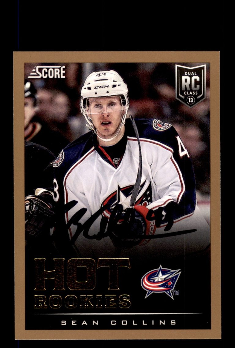 Signed Hockey Card Auto Sean Collins 2013-14 Score #592 Columbus Blue Jackets