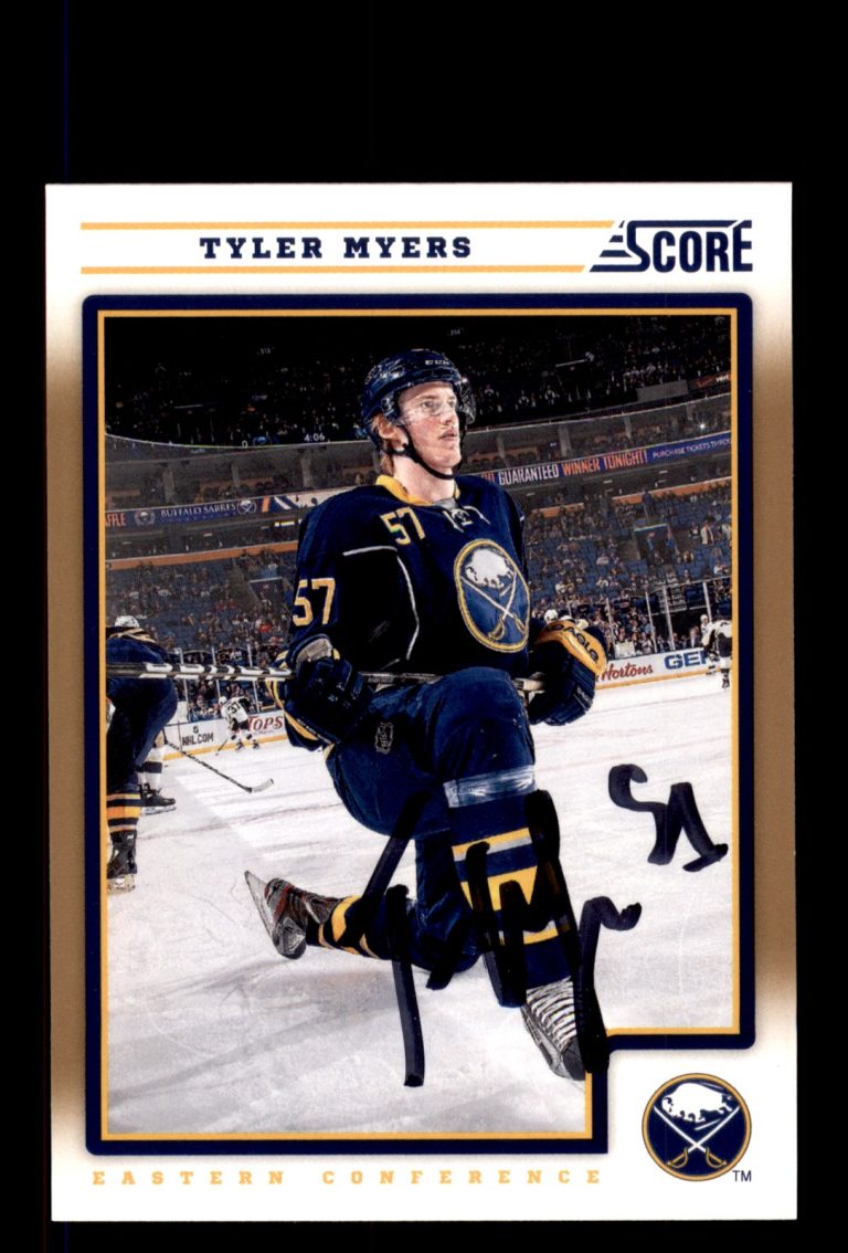 Signed Hockey Card Auto Tyler Myers 2012-13 Score #77 Buffalo Sabres