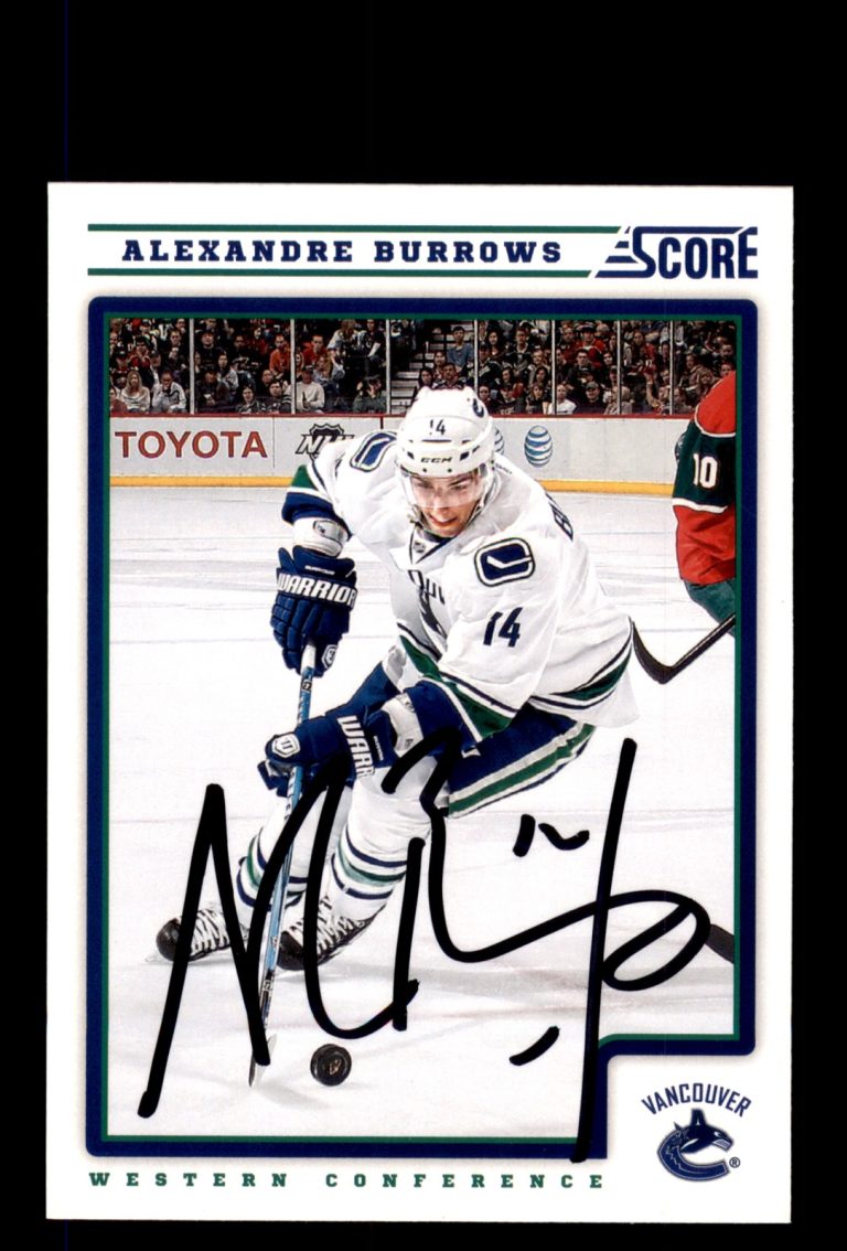Signed Hockey Card Auto Alexandre Burrows 2012-13 Score #450 Vancouver Canucks