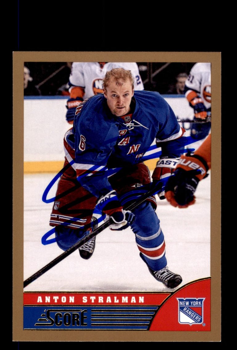 Signed Hockey Card Auto Anton Stralman 2013-14 Score #344 New York Rangers