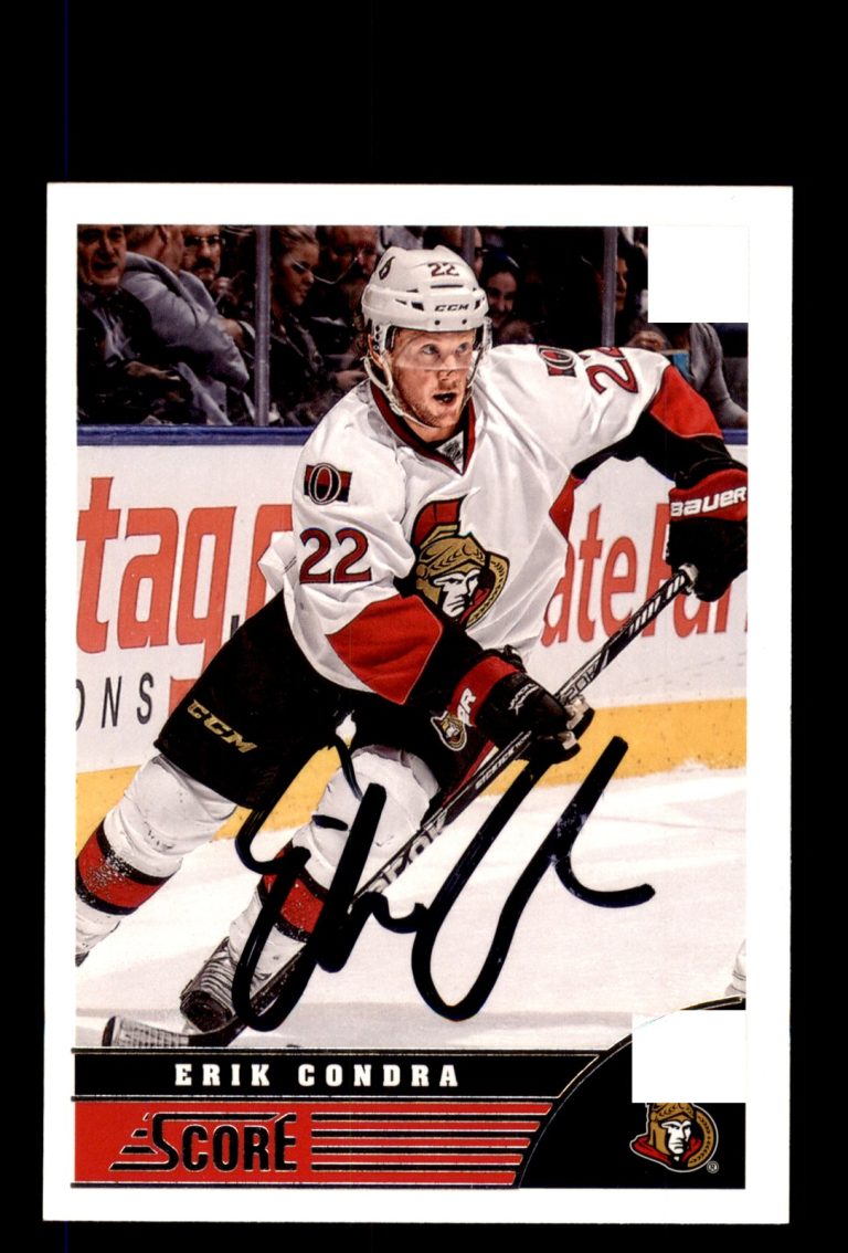Signed Hockey Card Auto Erik Condra 2013-14 Score #355 Ottawa Senators