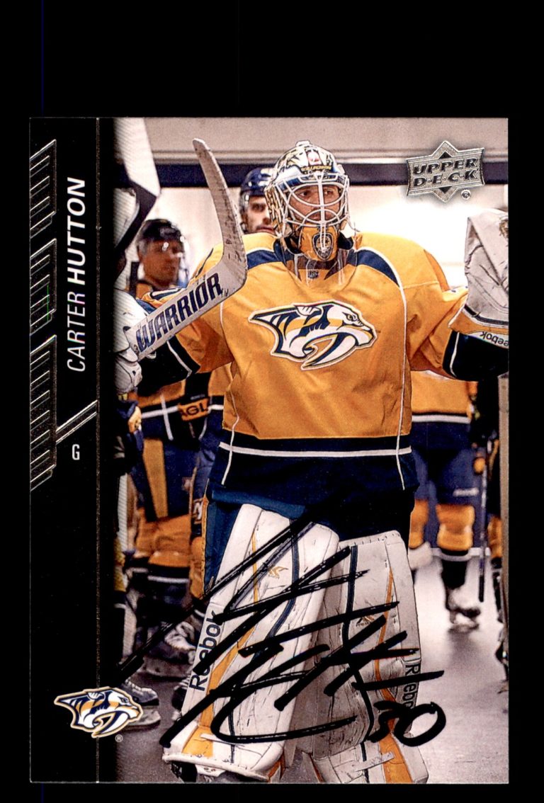 Signed Hockey Card Auto Carter Hutton 2015-16 Upper Deck #103 Predators
