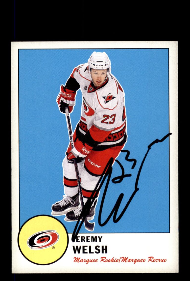 Signed Hockey Card Auto Jeremy Welsh 2012-13 O-Pee-Chee #560 Carolina Hurricanes