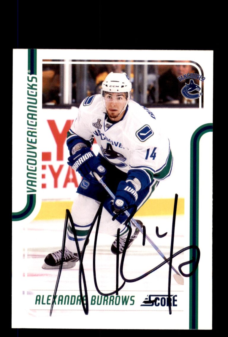 Signed Hockey Card Auto Alexandre Burrows 2011-12 Score #447 Vancouver Canucks