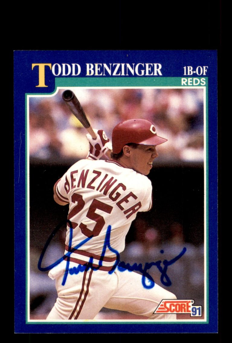 Signed Baseball Card Auto Todd Benzinger 1991 Score #90 Cincinnati Reds