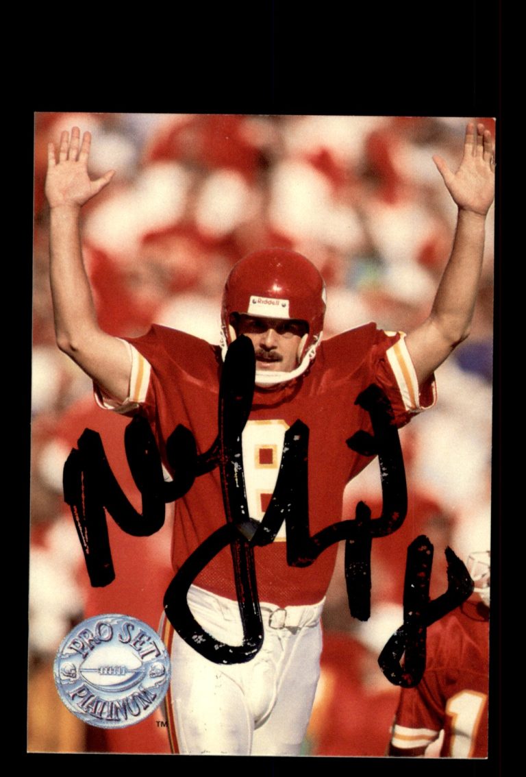 Signed Football Card Auto Nick Lowery 1991 Pro Set Platinum #128 Chiefs