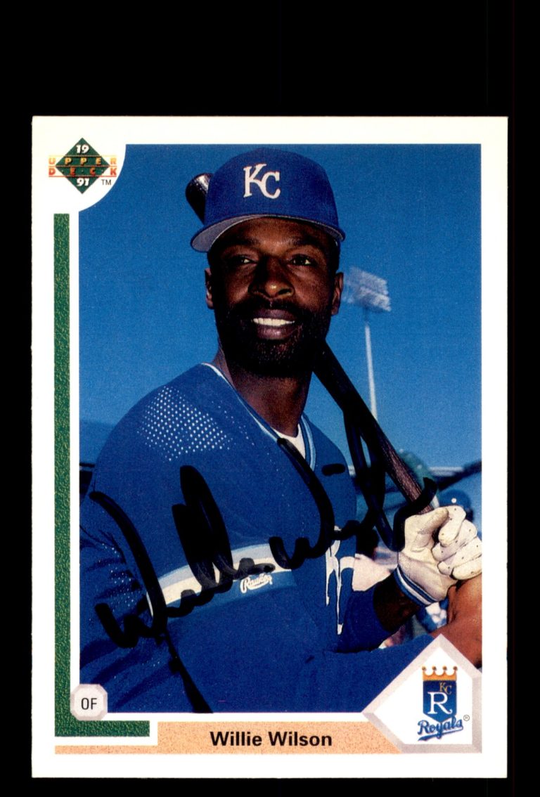 Signed Baseball Card Auto Willie Wilson 1991 Upper Deck #609 Kansas City Royals