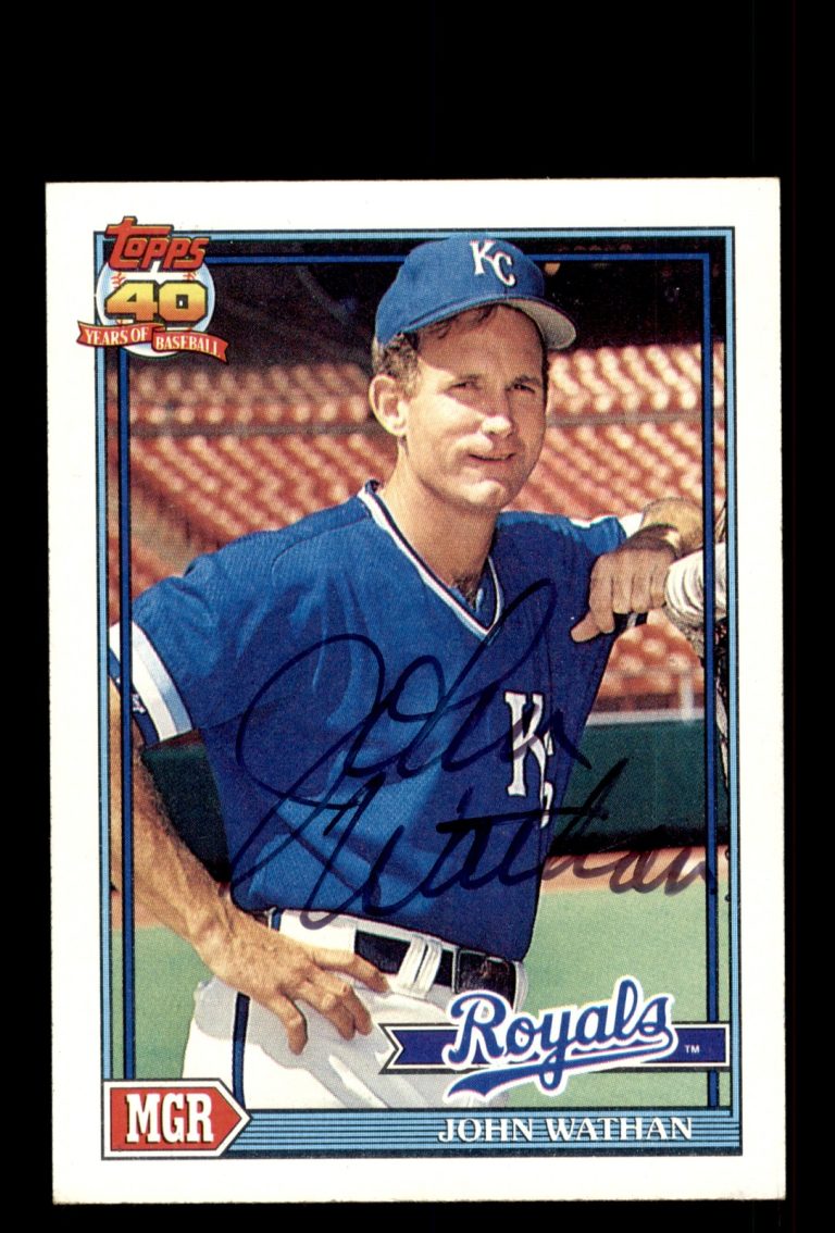 Signed Baseball Card Auto John Wathan 1991 Topps #291 Kansas City Royals