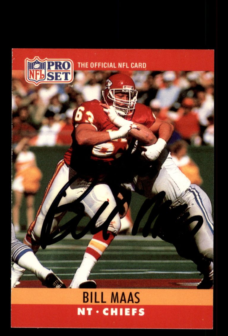 Signed Baseball Card Auto Bill Maas 1990 Pro Set #145 Kansas City Chiefs