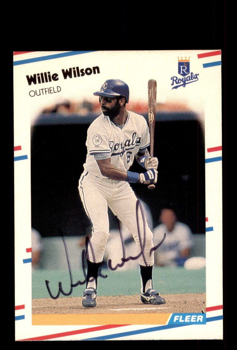 Signed Baseball Card Auto Willie Wilson 1988 Fleer #274 Kansas City Royals