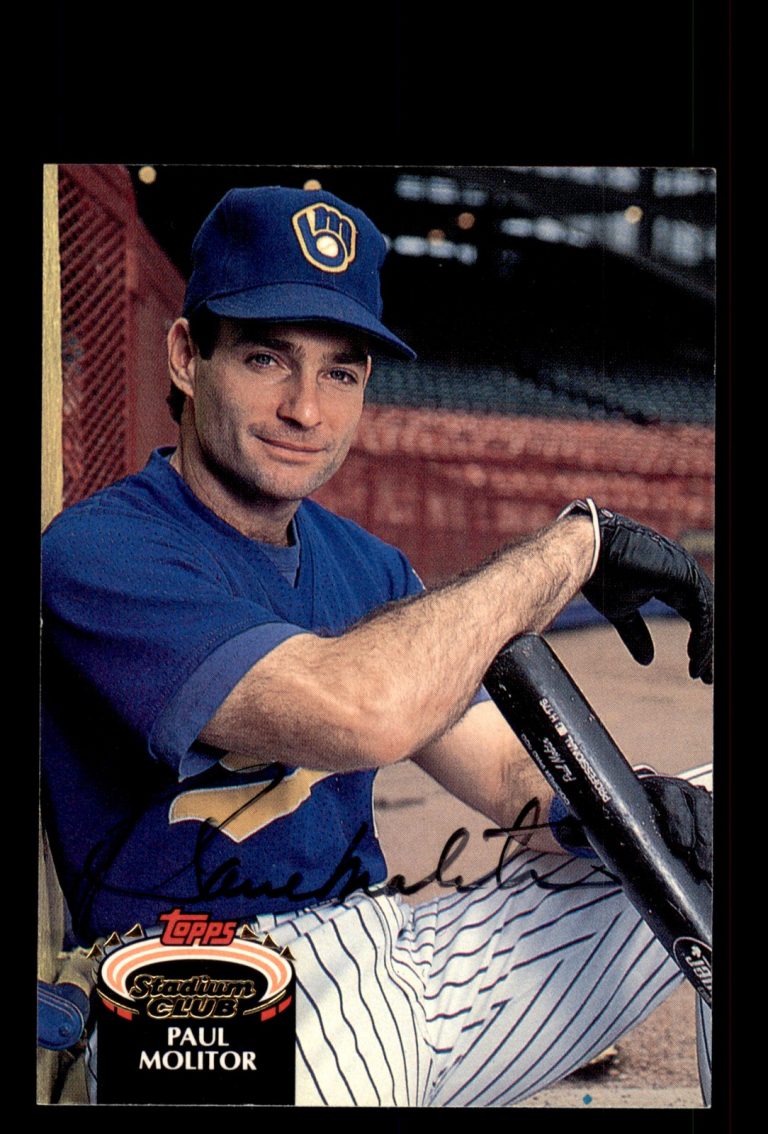 Signed Baseball Card Auto Paul Molitor 1992 Stadium Club #230 Milwaukee Brewers