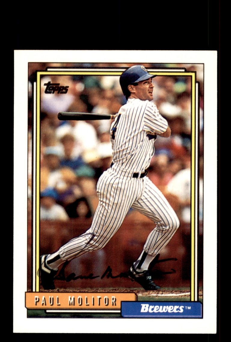 Signed Baseball Card Auto Paul Molitor 1992 Topps #600 Milwaukee Brewers