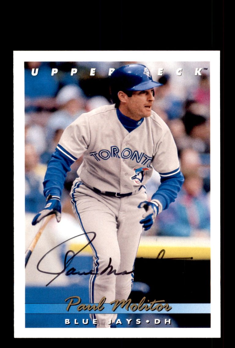 Signed Baseball Card Auto Paul Molitor 1993 Upper Deck #705 Toronto Blue Jays