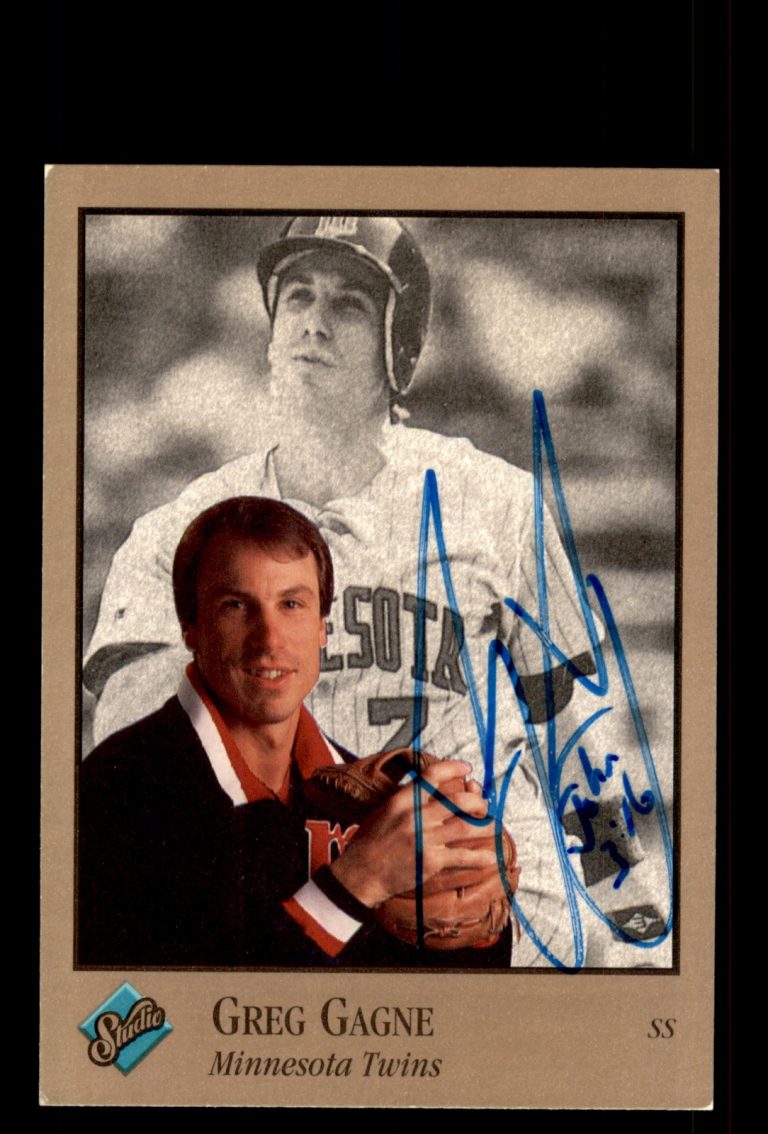 Signed Baseball Card Auto Greg Gagne 1992 Studio #203 Minnesota Twins