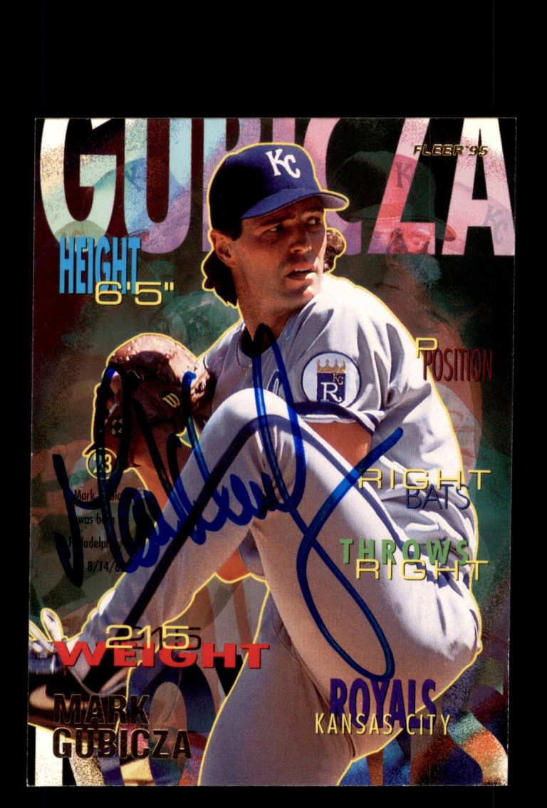 Signed Baseball Card Auto Mark Gubicza 1995 Fleer #159 Kansas City Royals