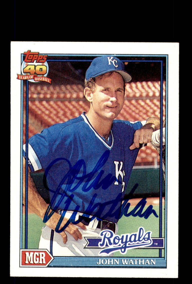 Signed Baseball Card Auto John Wathan 1991 Topps #291 Kansas City Royals