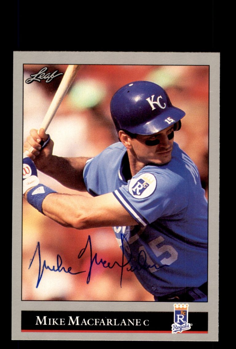 Signed Baseball Card Auto Mike Macfarlane 1992 Leaf #83 Kansas City Royals