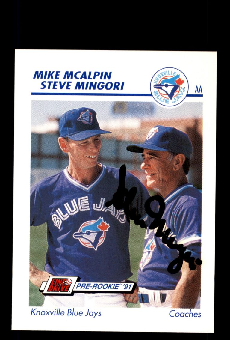 Signed Baseball Card Auto Steve Mingori 1991 Line Drive AA #375 Blue Jays