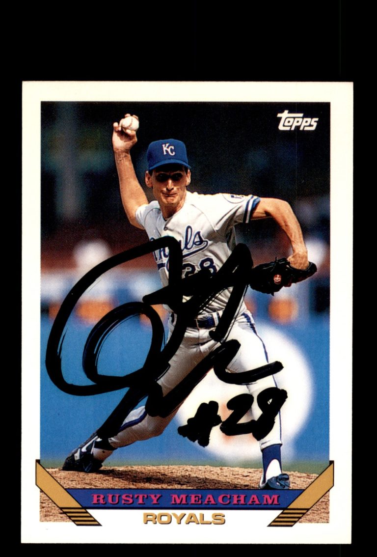 Signed Baseball Card Auto Rusty Meacham 1993 Topps #321 Kansas City Royals