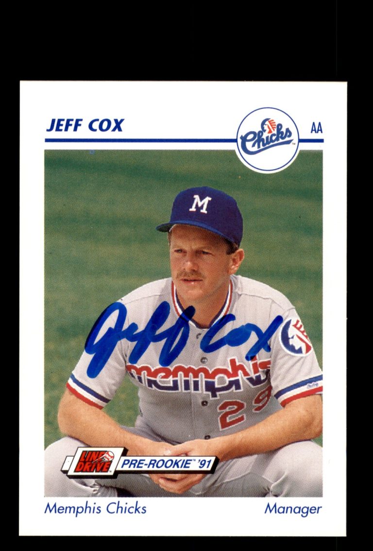 Signed Baseball Card Auto Jeff Cox 1991 Line Drive AA #424 Memphis Chicks