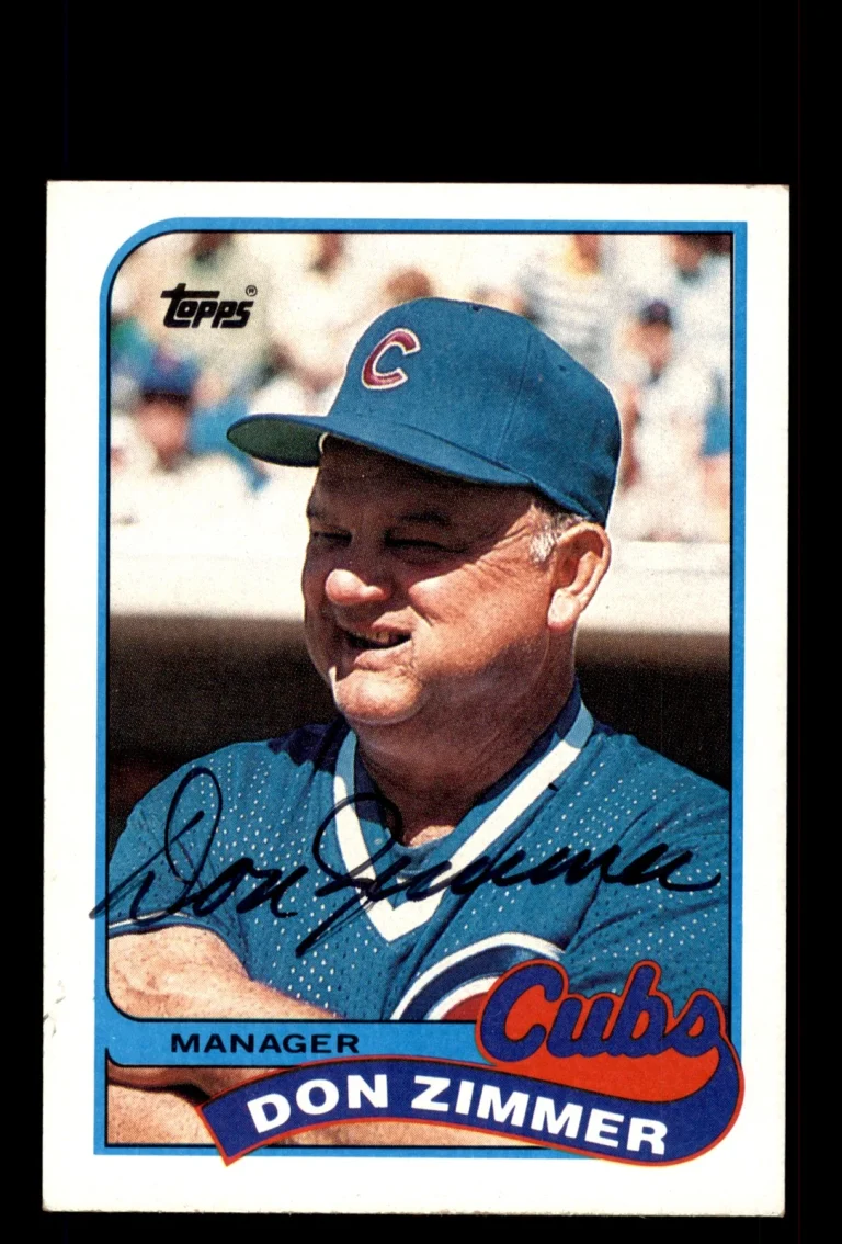 Signed Baseball Card Auto Don Zimmer 1989 Topps #134 Chicago Cubs