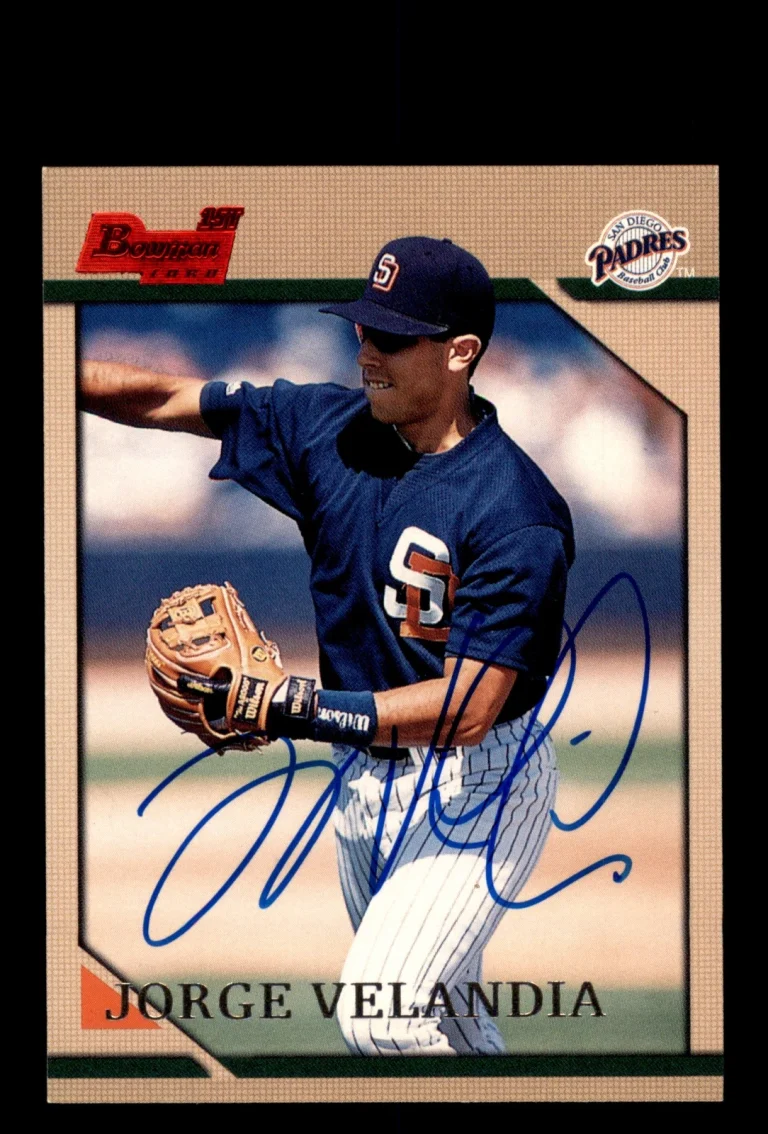 Signed Baseball Card Auto Jorge Velandia 1996 Bowman #203 San Diego Padres
