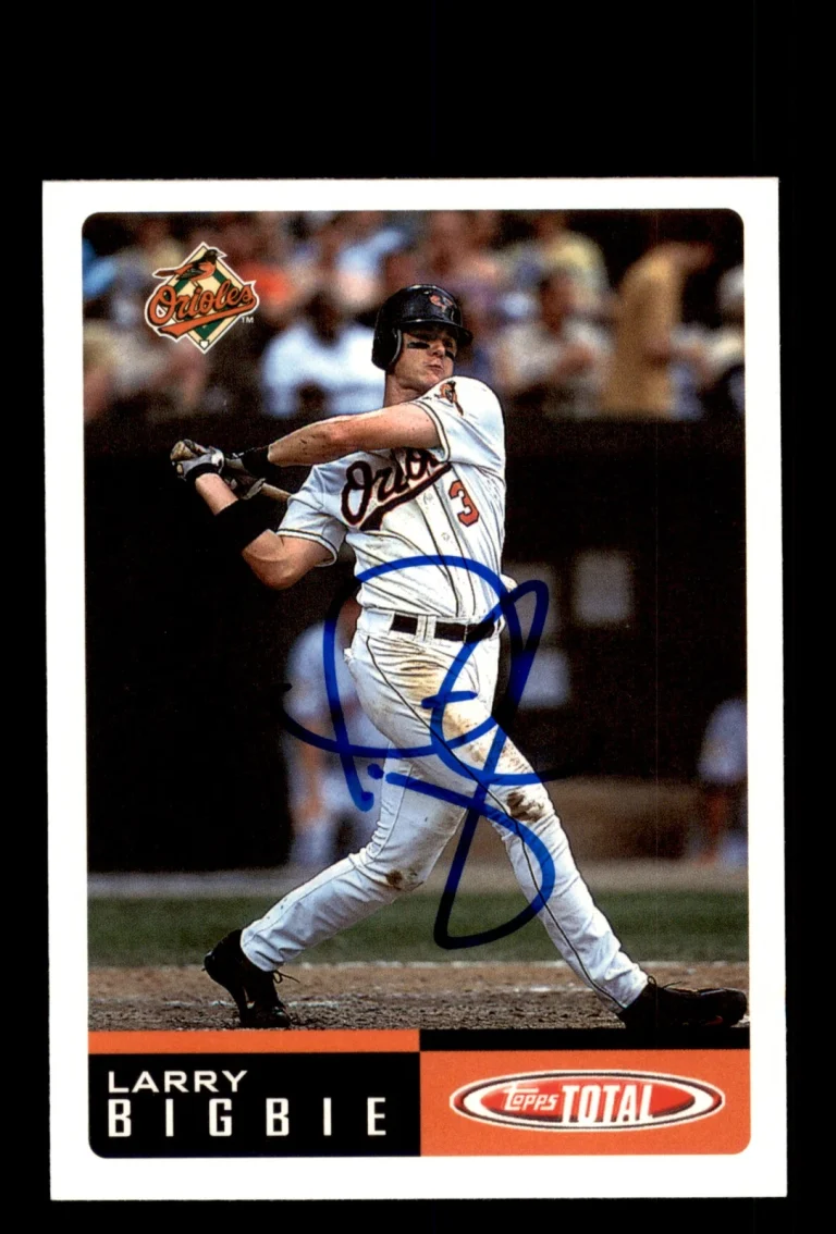 Signed Baseball Card Auto Larry Bigbie 2002 Topps Total #13 Baltimore Orioles