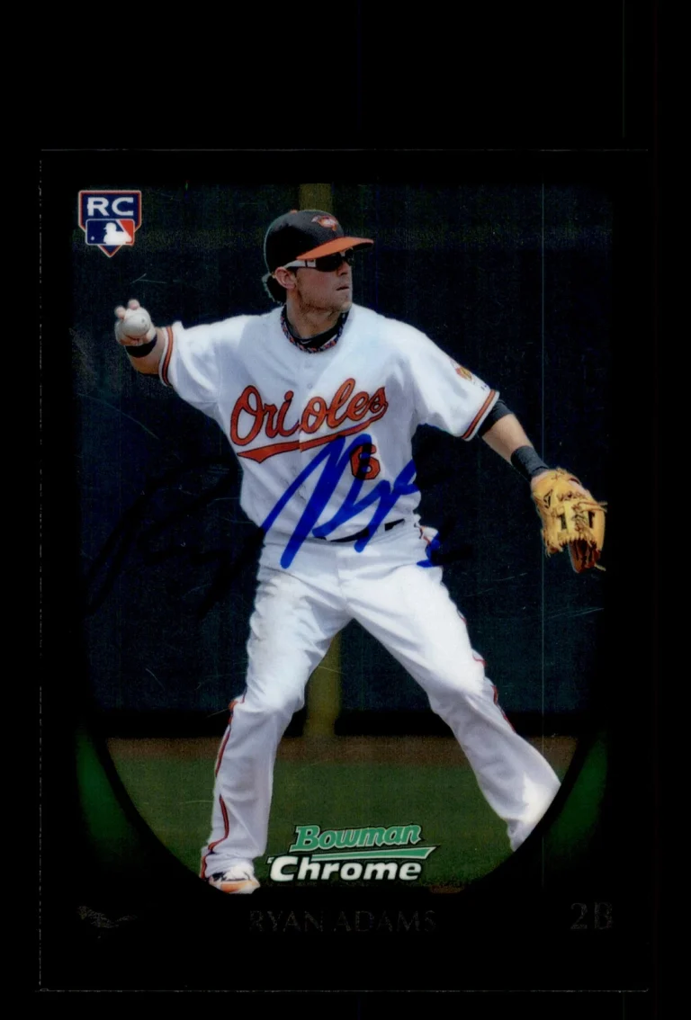 Signed Baseball Card Auto Ryan Adams 2011 Bowman Chrome #2 Orioles