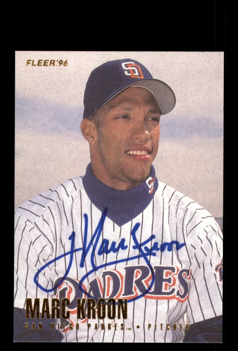 Signed Baseball Card Auto Marc Kroon 1996 Fleer #572 San Diego Padres