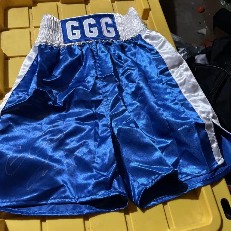 GENNADY GOLOVKIN GGG SIGNED AUTOGRAPH BOXING TRUNKS SHORTS PSA HOF 26 BOXING LEG