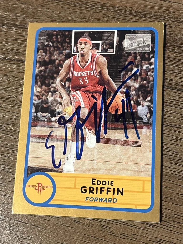Signed Basketball Card Auto Eddie Griffin 2003-04 Bazooka Gold #36 Rockets