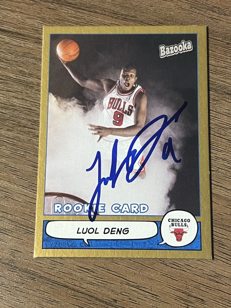 Signed Basketball Card Auto Luol Deng 2004-05 Bazooka Gold #213 Bulls